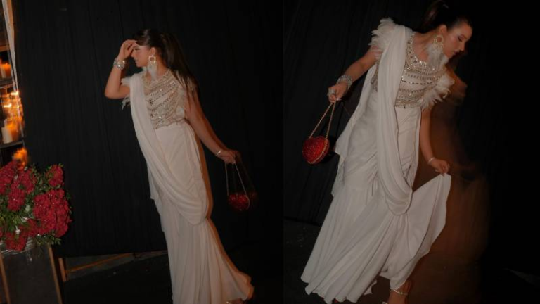 Rabeeca Khan Stuns Fans in Designer Pre-Draped Saree